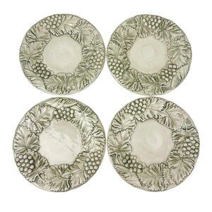 Williams Sonoma Napa Sage Italy Leaf Grape Dessert Bread Appetizer Plates 7" (4)